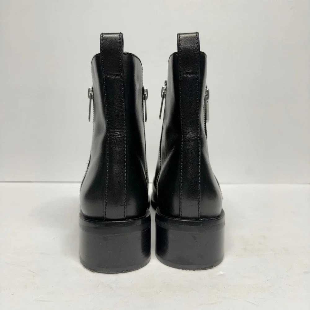 3.1 Phillip Lim Alexa Ankle Boot Black Leather Zip Square Toe Bootie Size 10